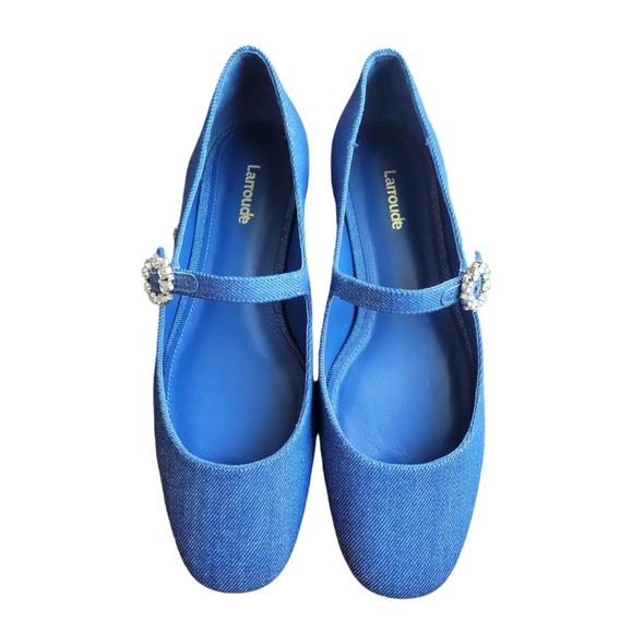 NWT Larroude Blair Ballet Flat in Blue Denim
